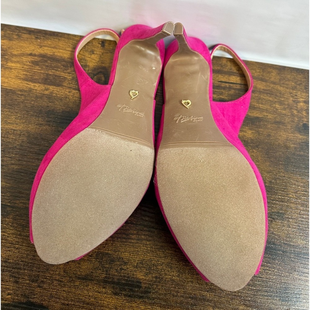 Thalia Sodi Luziaf Fuchsia Pink Faux Suede Pumps Peep Toe Slingback Heels 11 M - Picture 12 of 14